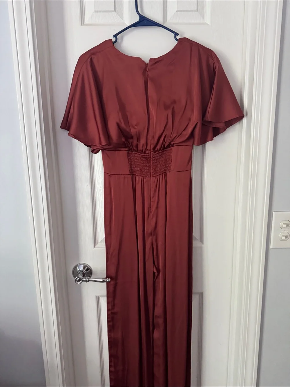 Abercrombie & Fitch Rust Red Maxi Dress with Flutter Sleeves
